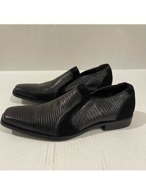 Men’s Zota Black Faux Leather Suede Slip On Loafers Size 7.5 US!
